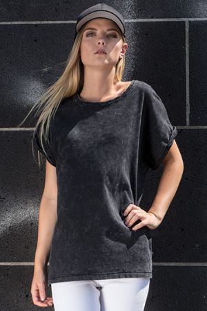 Ladies´ Acid Washed Extended Shoulder Tee