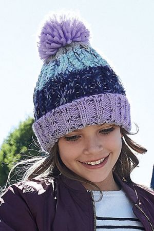 Junior Corkscrew Pom Pom Beanie