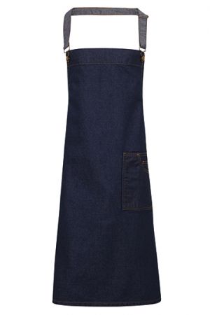 District Waxed Look Denim Bib Apron