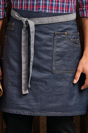 Division Waxed Look Denim Waist Apron