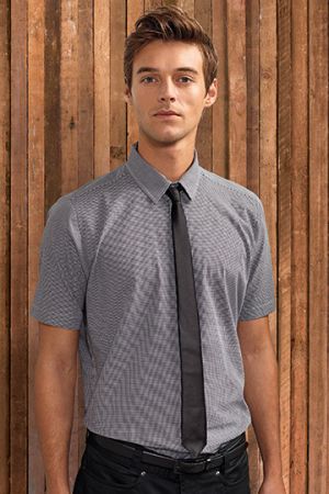 Men´s Microcheck (Gingham) Short Sleeve Cotton Shirt