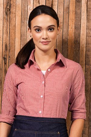 Women´s Microcheck (Gingham) Long Sleeve Cotton Shirt