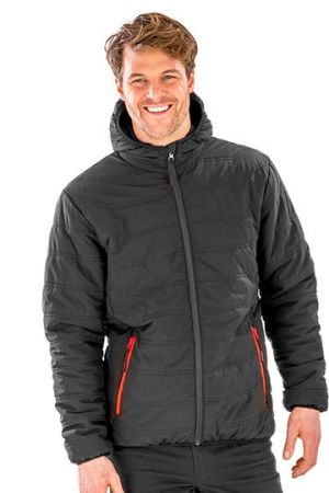 Recycled Black Compass Padded Winter Jacket