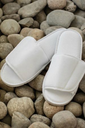 Open Toe Slipper With Hook And Loop Fastening