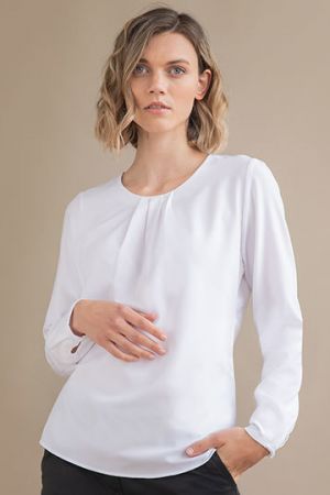 Ladies´ Pleat Front Long Sleeved Blouse