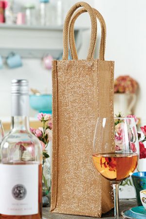 Shimmer Jute Bottle Bag