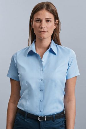 Ladies´ Short Sleeve Tailored Herringbone Shirt