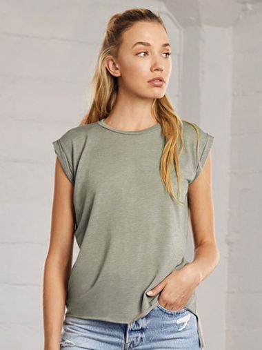 Women´s Flowy Muscle Tee With Rolled Cuff