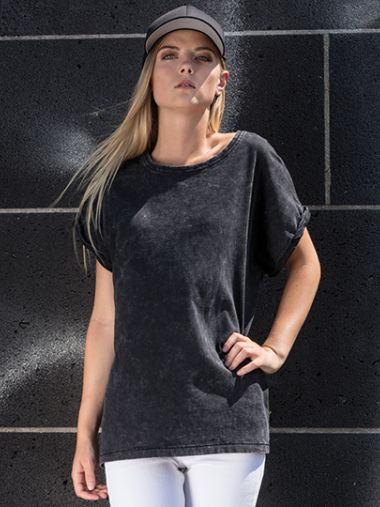 Ladies´ Acid Washed Extended Shoulder Tee