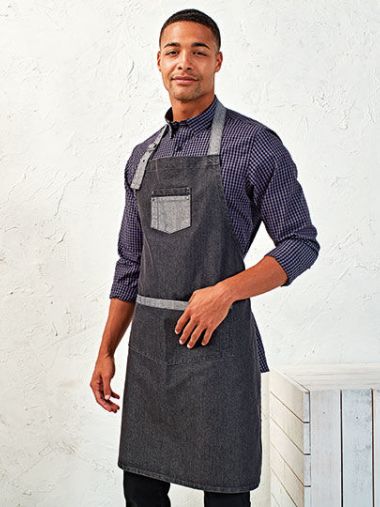 Domain Contrast Denim Bib Apron