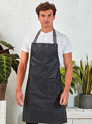 District Waxed Look Denim Bib Apron