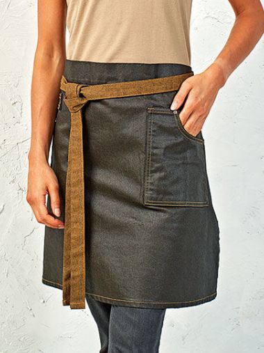 Division Waxed Look Denim Waist Apron