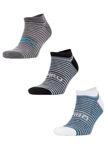 3-Pack Mixed Stripe Coolmax Sneaker Socks