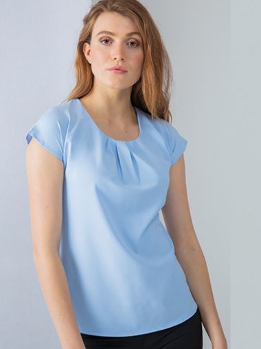 Ladies´ Pleat Front Short Sleeve Blouse