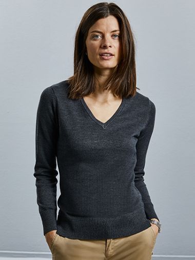 Ladies´ V-Neck Knitted Pullover