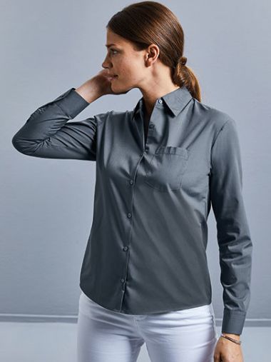 Ladies´ Long Sleeve Classic Polycotton Poplin Shirt